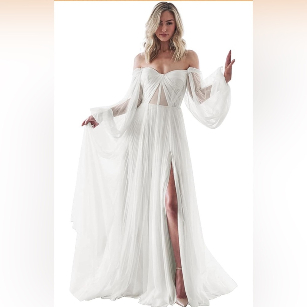 Puffy Long Sleeve Wedding Gown